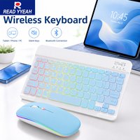 New Ultra Slim Portable 7 Color RGB Backlit Wireless Bluetooth Keyboard And Mouse For iPad Phone PC Laptop Tablet Multi Language