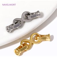 18K Gold Plated Brass Connector Clasp Beads End Caps Fastener,8 Words Pearl Clasps Connecto For Bracelet Jewelrt Making Findings