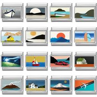 2026 Mountains And Seas Scenery Sailing Cars Plane Italian Charm Links Fit 9mm Stainless Steel Bracelet Women Jewelry DIY Making