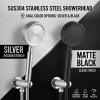 SUS304 Stainless Steel Shower Head High Pressure Water Saving Rainfall Handheld Showerhead Brushed Silver Matte Black G1/2