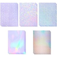 20 Blatt holografisches Aufkleberpapier A4, transparentes Vinyl, selbstklebend, wasserfest, transparente Laminierfolien, 11,7 x 8,3 Zoll, 5 Stile
