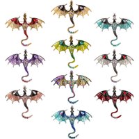 10Pcs Fashion Alloy Enamel Flying Dragon Shaped Brooch Pin Vintage Spread Wing Dragon Style Pendant Set for Necklace and Jewelry