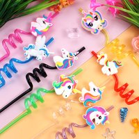 Set of 8 unicorn-themed spiral straws. Reusable spiral straws, perfect for birthday parties, bars, weddings, and other occasion