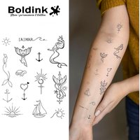 Boldink Nautical and Mermaid Symbol Set Temporary Tattoo,Lasts To 15 Days New Technology Magic Waterproof Semi Permanent Sticker