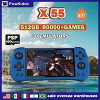 NEW POWKIDDY X55 5.5 INCH 1280*720 IPS Screen RK3566 Handheld Game Console HD Linux Open-Source Retro Console 80000 Games