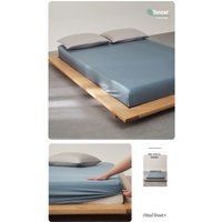 3pcs Silky Cooling Fitted Sheet Set,Lyocell Fiber Twin Full Queen Eucalypt Plain Bed Linens, Mattress Cover with 360 Bands