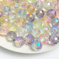 14/16mm Faceted Round Acrylic Beads Blingbling Shiny AB Color Spacer Beads for Jewelry Making DIY Needlework Bracelet Neclace