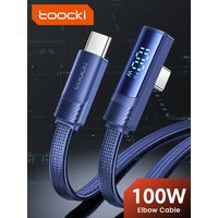 Toocki PD 100W Type C To Type C Cable 90 Degree Angle Digital Display USB C Cable For Huawei P70 Samsung S24 Xiaomi 14 Applebook