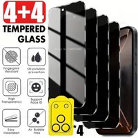 4pcs Anti-Spy Tempered Glass+4pcs Camera Lens Guard for IPhone Air 15 14 Promax 17 Promax 16 Plus 13Mini 12 Promax Privacy Glass