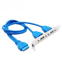 20-Pin Header Cable High Speed USB 3.0 Back Panel Expansion Bracket 2 Ports Motherboard 5Gbps Data Extension Cable