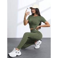 Workout Sets for Women Two Piece Outfits Seamless High Waist Leggings Yoga Crop Tops Athletic Sports Gym Sets