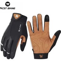 WEST BIKING-Gants de cyclisme respirants pour hommes et femmes, mitaines complètes, gants de sport de vélo VTT, gants de moto de gym, printemps et automne