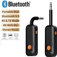 2 In 1 Wireless Bluetooth 5.2 Audio Transmitter Receiver 3.5mm AUX HiFi Stereo Music Audio Adapter With Mic For Car PC Headphone
