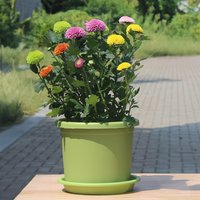 Thickened Flowerpot with Tray Breathable Translucent Seedling Pot Resin Gardening Pot Ventilation Holes Hydroponic Plants Pot