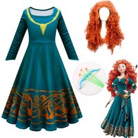 Film chaud Brave Merida Costume pour filles Halloween robe de princesse perruque enfants carnaval Fantasia enfants fête de noël Cosplay Costume