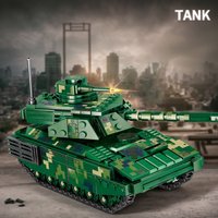 Main Battle Tank Military Challenger Leopard Panther Heavy Soldier Building Blocks Model Bricks Army Toys for Children