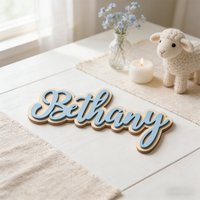 1 Personalized Double-layer Wooden Name Tag, Customizable Content, Children's Room Wall Decoration, Unique Holiday Gift