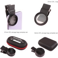 Universal Portable Professional Phone Polarizer Wide Angle Lens With Clip 37/52MM CPL Filter Circular Camera Black Accessories