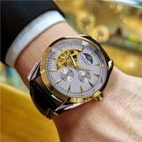 Hot-Selling Men's Mechanical Wristwatch, Classic Business-Casual Dual-Use, Fully Automatic Mechanical Movement with Long-Lasting Stability, Unique Skeleton Flywheel Design, Luminous Hands, Waterproof,