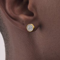 Simple Punk Piercing Ear Round Stud Earrings for Men Woman Delicate Iced Out CZ Hiphop Rapper's Earing Fashion Jewelry OHE163