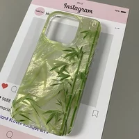 Perforated Vortex Shell IND New Chinese Style Green Bamboo Case For iPhone 17 16 Pro Max 15 14 Plus 13 12 11 7 8 XR X Soft Cover