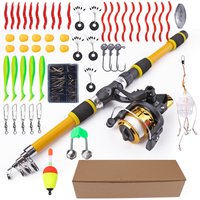 55Pcs Sea Fishing Rod Set 1.8m Telescopic Portable Lure Combo Soft Bait Carp Fishing Kit