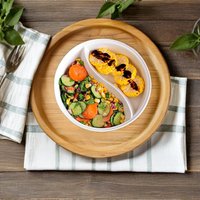 Japanese Style Double Grid Ceramic Mala Bowl Divided Noodle Bowl Ideal for Home Restaurant Use Noodle Container