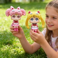 2PCS Hot Anime Sailor Moon Series Q Edition Model Cartoon Character Creativity Exquisite Sitting Position Toy Gifts