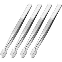 4Pcs Stainless Steel Eyebrow Tweezers Flat Tip Precision Stamp Tweezers Multipurpose Craft Jewelry Beading Tools for Stamp