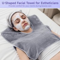 2pcs Facial Beauty Towels, U-Shaped & Soft, Lightweight, Gray/White, for Skincare Routine, Quick Dry, Personal Care Essential
