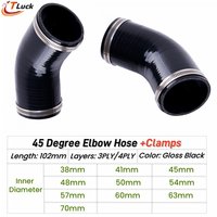 1PC 45° 45 Degree Elbow Hose Universal Silicone Coolant Tube Intercooler Pipe ID 38mm 41 45 48mm 50 54mm 57 60 63 70mm 2 Clamps