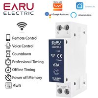 Tuya WiFi Smart Circuit Breaker MCB Timer Relay 1P+N 63A Power Energy kWh Voltage Current Meter Voice Remote Control Switch Home