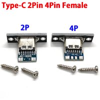 50-100pcs Type-C USB Jack 3.1 Type-C 2Pin 4Pin Female Connector Jack Charging Port USB 3.1 Type C Socket With Screw Fixing Plate
