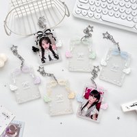 Cute Angel Wing Bow Design Acrylic Card Holder Hard Photocard ID Card Protective Sleeve Case