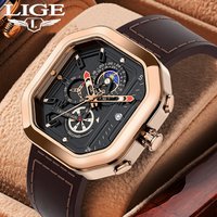 LIGE Sport Men Watches Casual Watch Men Luxury Waterproof Date Watches Luminous Chronograph Wristwatch Male Quartz Leather Clock