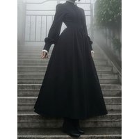 France Vintage Black Long Sleeve Dress Women Fashion Elegant Slim Thin Long Dresses Female Gothic Darkly Lace Up Patchwork Dress
