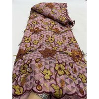 Latest African Nigerian 2026 Tulle Lace Fabric Guipure Embroidery Sequins High Quality for Sewing Dresses 5Yards DP0451