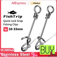 FishTrip Quick Change Snap Curve Fishing Clip 50-200pcs Fishhook Connector Lure Tackle Pesca Fishing Accessories Stainless Steel