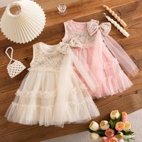 Baby Girls' Dresses Summer Sequin Tulle Sleeveless Baby Dress Cute Bow Girls' Dress Baby Girl Clothes