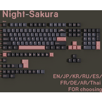 NightSakura Cherry PBT Keycaps Espanish French German Korean English Arabic Russian For Mx Switch Mechanical Keyboard Gaming ISO
