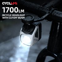 CYCLAMI CYC1700 Bezprzewodowa Lampka Rowerowa Wisząca z Pilotem, Wysoka Jasność, Linia Ograniczająca Światło, Przednia Lampka 4000mAh 1700 Lumenów, Stop Aluminium