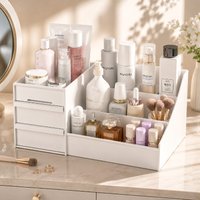Makeup Organizer with Drawers Cosmetic Storage Box Desktop Skincare Organizer Vanity Countertop Storage Rack Jewelry Organizer