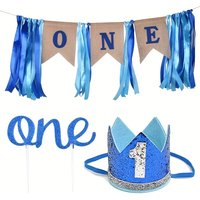 3PCS Baby Boy One Year Birthday Party I AM One Decoration Banner1st Birthday for Boy