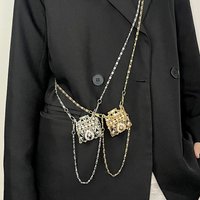 Women's Mini Circle Ring Bag Metal Ring Handle Crossbody Bag Elegant Small Chain Purse for Coin Cards Fashion Decor Bag