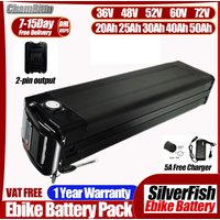 48v Silver Fish EBike Lithium Battery 52/60/72 Volt 40ah Batterie 36v 13Ah Duotts S26 Battery 20ah 30ah 50ah 60ah 1500w Batterie