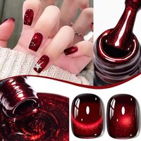 WS 10ML Red Wine Cat Magnetic Gel Nail Polish Glitter Semi Permanant Soak Off UV LED Gel Varnish For Manicure DIY Nail Supplies