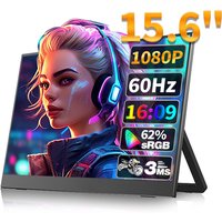 Portable Monitor 15.6 Inch Full HD Gaming Monitor Built-in Bracket VESA Wall Mount Monitor for PC Mac Mobile Xbox PS5