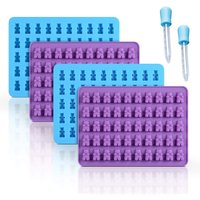 Gummy Molds Bear Candy Silicone - Mini Size Chocolate Gummy Molds with 2 Droppers Nonstick Food Grade Silicone Pack of 4 Baking