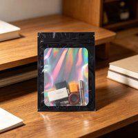 50pcs Smell Proof Mylar Bags Resealable Odor Proof Bags Holographic Packaging Pouch Bag Food Jewelry Laser Zip Lock Bag