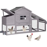 Chicken Coop Mobile Hen Coop, Large Poultry Cage with Wheels Outdoor Backyard Chicken House